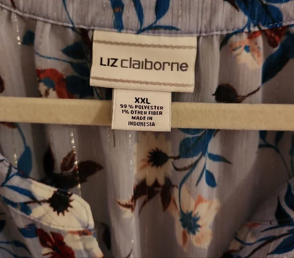 Liz Claiborne Floral Blouse - Blue and Red - Picture 3 of 6
